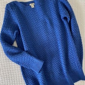 LL Bean Women’s Basketweave Sweater Royal Blue Size Medium